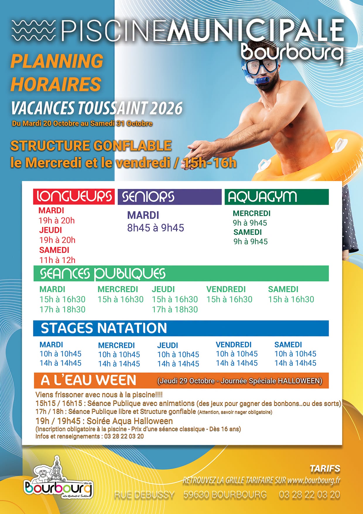 PISCINE MUNICIPALE : PLANNING DES VACANCES DE LA TOUSSAINT